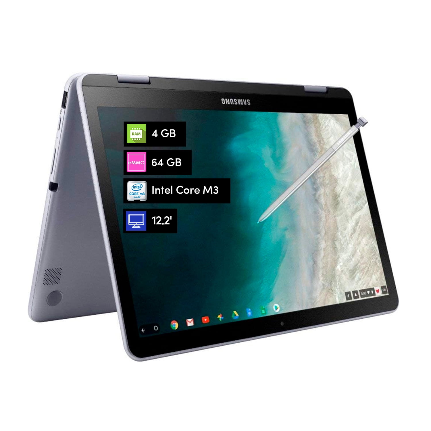 Notebook Chromebook 2 En 1 Samsung Plus Intel Core 4gb 64gb 12.2' Táctil 360°