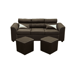 Fancy Hogar - Sofá 3 Cuerpos + 2 Pouf Chocolate
