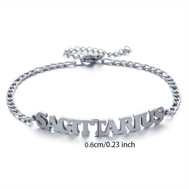 1pc Stainless Steel Fashion New Zodiac Letter Pendant Bracelet Jewelry Gift Birthday Gift