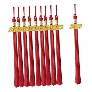 Magideal - 10 Borlas De Graduación Con 2023 Aureate Charm 15 ""Graduación Sombrero Borla Decoraciones Recuerdo Para 2023 Ceremonias De Graduación Suministros Para Rojo