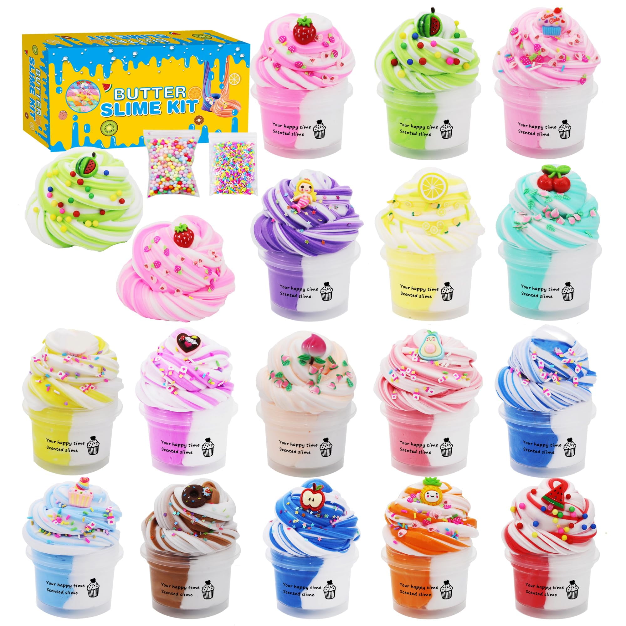 Kit De Slime Howlaiwoo (16 Unidades), Color Mantequilla Bicolor Para Niños De 6 A 12 Años