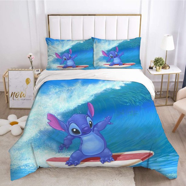 x360 Bed Sheetspcs Stitch Quilt Cover and Pillow Cover *cm, Stitch Cute Printed Bedroom Supplies Bedding Set Decor 3-Piece Bedding Set (1 Duvet Cover + 2 Pillow Shams) nj360