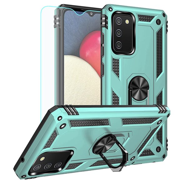 Funda YZOK para Samsung Galaxy A02S con protector de pantalla HD, verde oscuro
