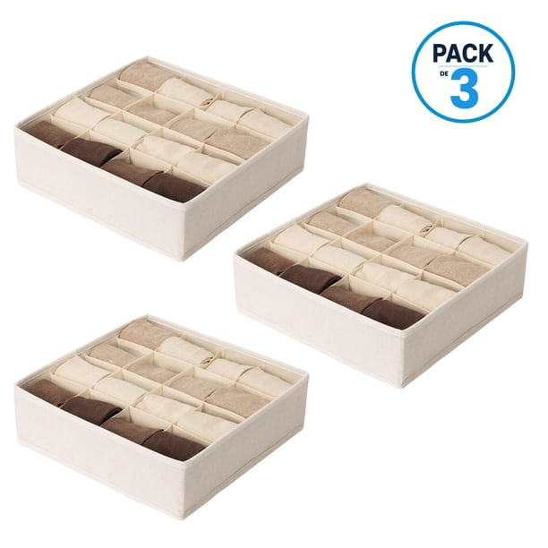 Pack de 3 Cajas Organizadoras Closet Carry All 16 Divisiones Ropa Interior Accesorios