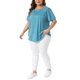 thumbnail image 2 of Agnes Orinda Blusa para Mujer de Talla Grande Cuello Redondo Manga Corta Camisetas Fluidas Plisadas Elegantes Casual Túnica Blusas 1X Azul Lago, 2 of 6