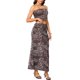 thumbnail image 4 of INSPIRE CHIC Conjunto de dos piezas de verano para mujer con estampado de leopardo, top corto sin tirantes y faldas ajustadas para vacaciones Marrón XS, 4 of 6