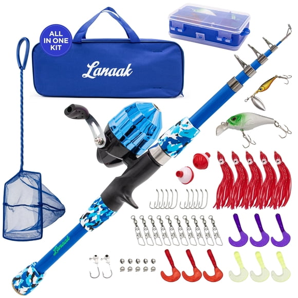 Kit de Caña de Pesca Lanaak 100 cm Camo Azul