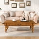 thumbnail image 1 of Rectangular Wooden Coffee Table with Storage Drawer, Vintage Cocktail Table with Solid Wood Gourd-Shaped Legs for Living Room,No-Tools Assembly (Natrual), 1 of 3