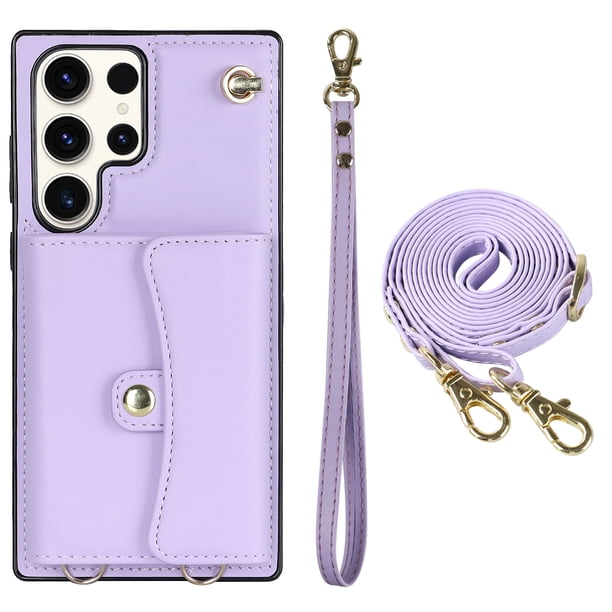 Crossbody PU Leather Phone Case For Samsung Galaxy S23 S22 Plus Note 20 Ultra Wallet Card Slots Magnetic Lanyard Cover