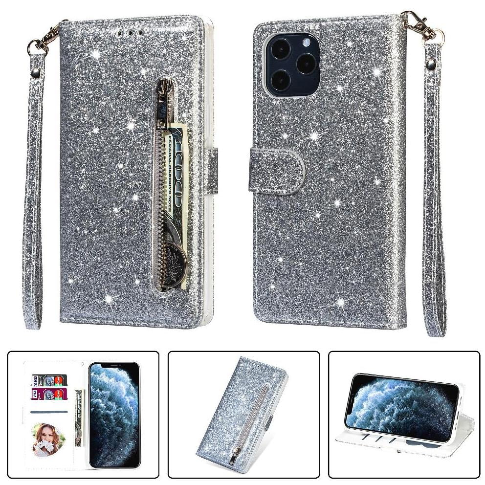 Foxdock - Funda Para Elegante Funda Iphone 12 Pro/iphone 12 Glitter Con Cremallera-ideal Para El Uso Diario