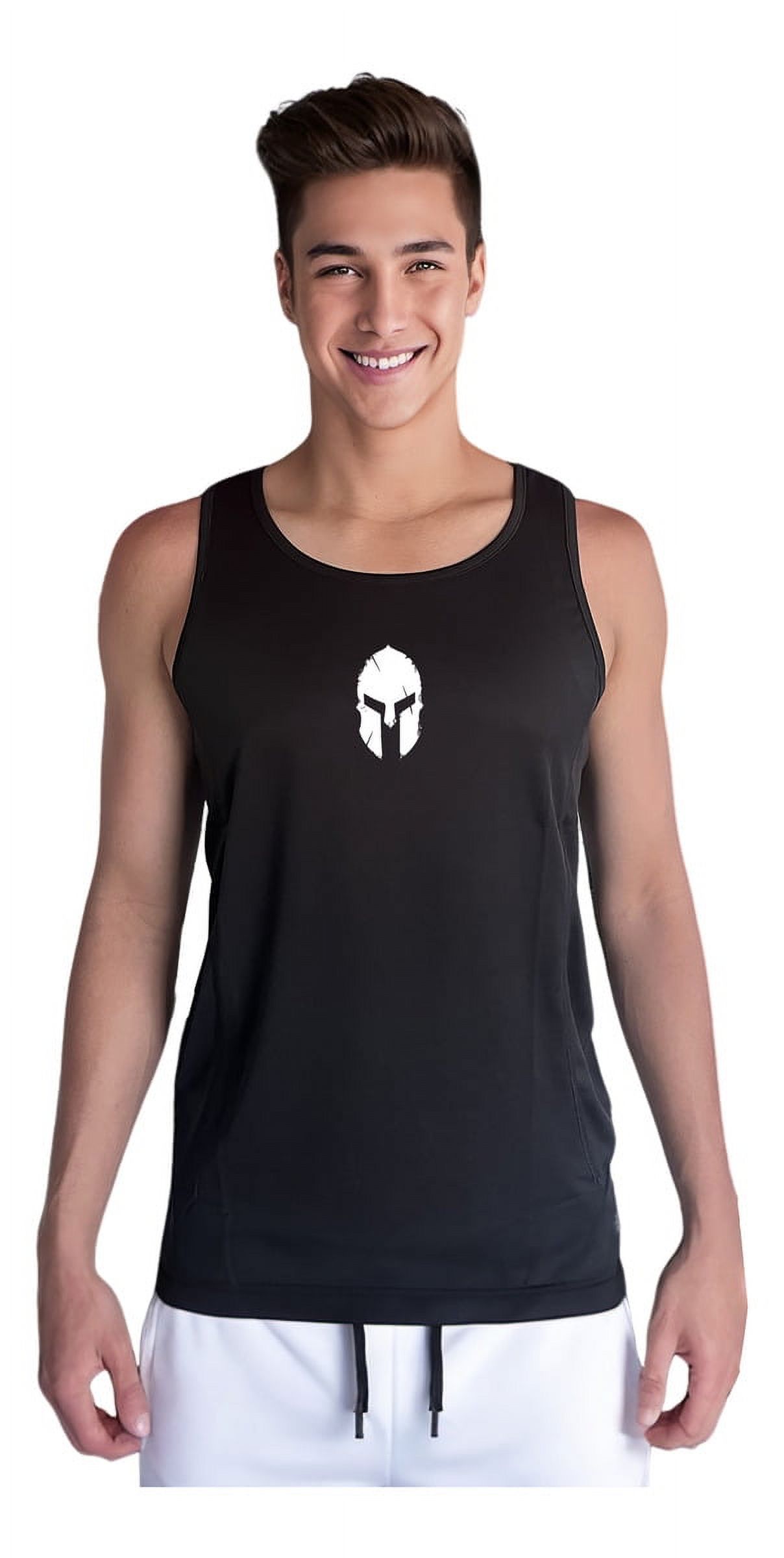 Persodesign - Polera Dryfit Espartano Musculosa Tank Guerrero Gimnasio Talla L Negro Hombre