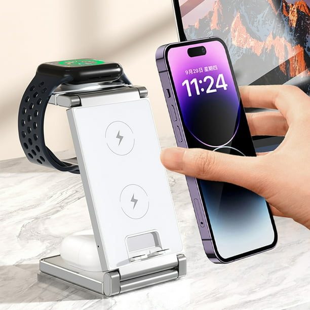 Cargador Inalámbrico en Plegable De Sobremesa Diseño Metálico