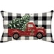 thumbnail image 1 of Fundas de almohada navideñas de 12 x 20 cm, diseño de camión a cuadros estilo búfalo, árbol de Navidad, cojines decorativos, decoración de fiestas navideñas, funda de cojín roja para sofá de casa, 1 of 7