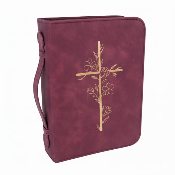 Funda para Biblia LANDORA & LEAF Burdeos con Cruz Dorada