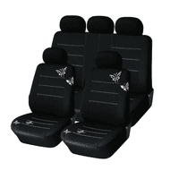 Genérico - Funda Cubre Asiento Auto Mujer 9 Piezas Negro Mariposas