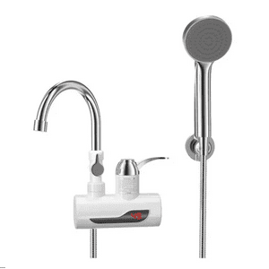 Genérico - Llave Grifo Agua Ducha Caliente Electrica Lavaplatos Baños Acabado Aceros Inoxidables Color Plateado Entrada Lateral