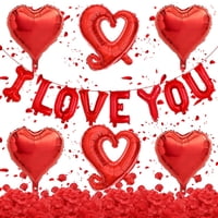 Set De Globos Paivanwoo I Love You Con Globos En Forma De Corazón Y Pétalos De Rosa
