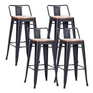 Habita2 Chile - Pack 4 Taburetes Tolix Asiento De Madera 64Cm - Negro