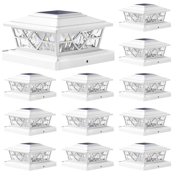 Luces Solares para Postes NIORSUN Paquete de 12 con 2 Modos LED Blanco