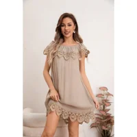 Likeshop - Vestido Mujer Corto Playero Macramé Salida De Baño Verano 349