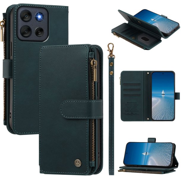 Cartera Motorola Moto G56 con Monedero y Ranuras, Verde