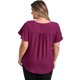 thumbnail image 5 of GRACE & GRANDEUR Blusas de Mujer Tallas Grandes para Escuela y Universidad Cuello en V con Volantes Manga Corta Plisada con Botones Decorativos Ajuste Holgado Casual 4X Rojo Púrpura, 5 of 7