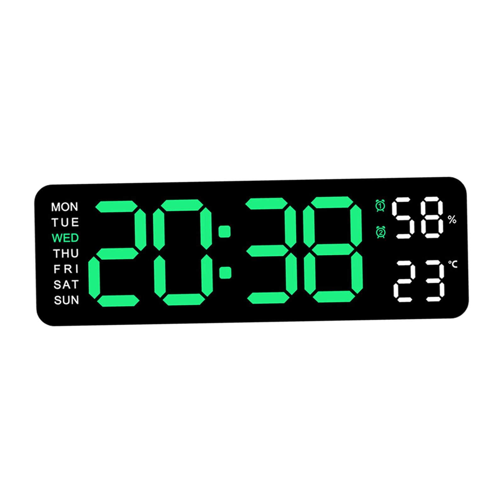 Magideal - Reloj De Pared Digital Moderno Con Decoración De Pared, Regulador De Brillo Automático, Reloj De Pared Led De Home Decor Week, Reloj De Escritorio Par Luz Verde Negro