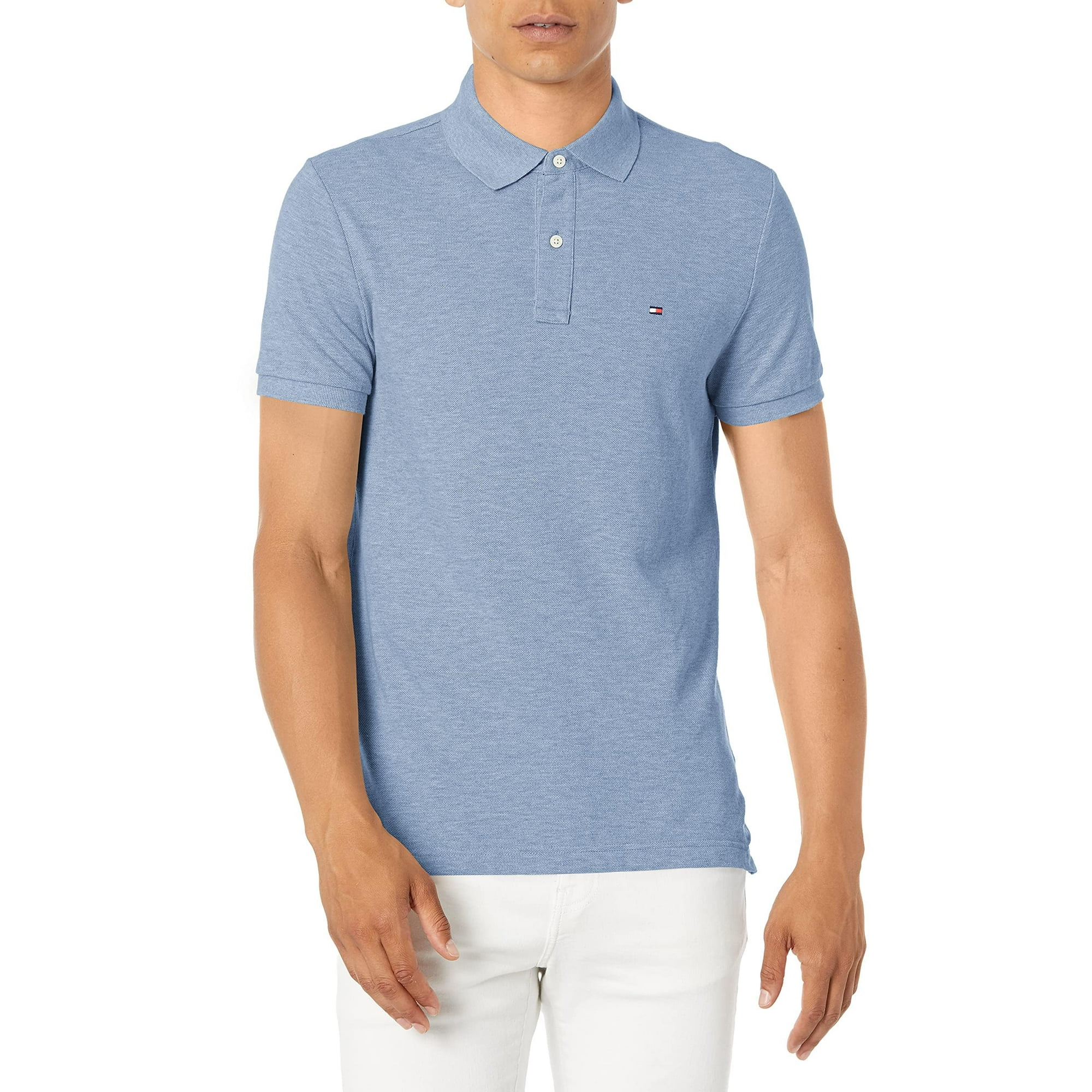 Polo Tommy Hilfiger De Corte Regular Para Hombre, Color Azul Cambray