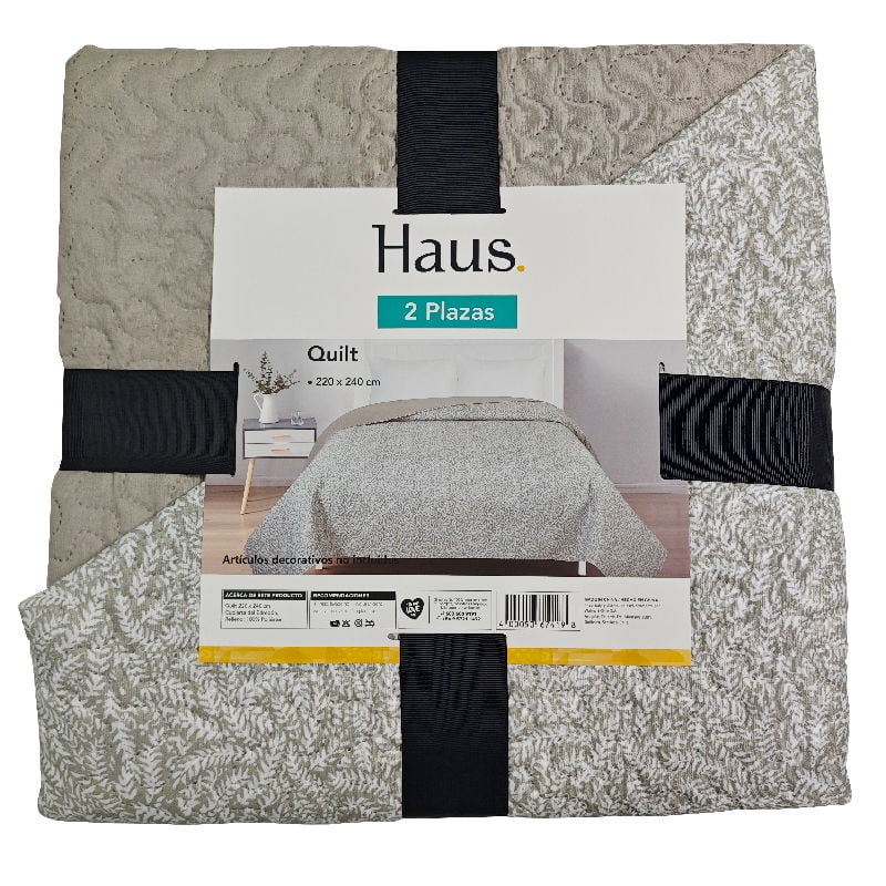 Haus - Quilt Estampado 1.5 Plaza Beige 100% Poliéster