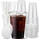 thumbnail image 1 of Vasos de plástico AOZITA de 500 ml con tapas y pajitas, paquete de 50 unidades, 16 oz, transparentes, 1 of 8