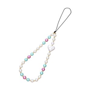 Magideal - Correa De Muñeca Con Cuentas Para Teléfono, Cordón Para Teléfono, Decoración Multifuncional, Pulsera Para Teléfono, Cadena Para Teléfono Para Mujer, Corazón