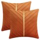 thumbnail image 1 of Funda de cojín de terciopelo REGALWOVEN con funda de cojín a rayas doradas Funda de almohada moderna para sofá, dormitorio, sala de estar, decoración del hogar Naranja 18" x 18", 1 of 6
