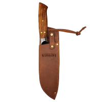 Kangkawe - Cuchillo 7"" Santoku Pulmahue Con Funda De Cuero Café