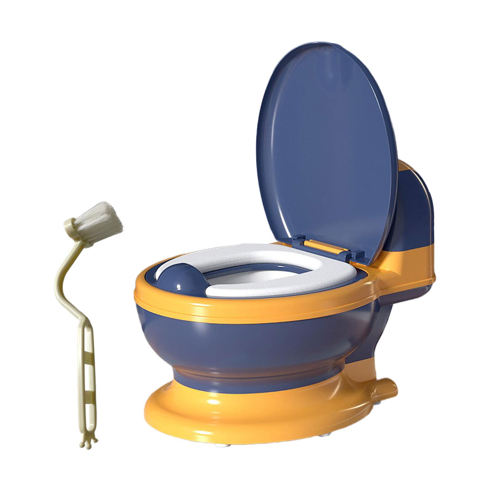 Magideal - Bebé Orinal Inodoro Inodoro Realista Incluye Cepillo De Limpieza Tamaño Compacto Entrenamiento Transición Orinal Asiento Orinal Extraíble Bebés Niños Anillo Asiento Pvc Azul