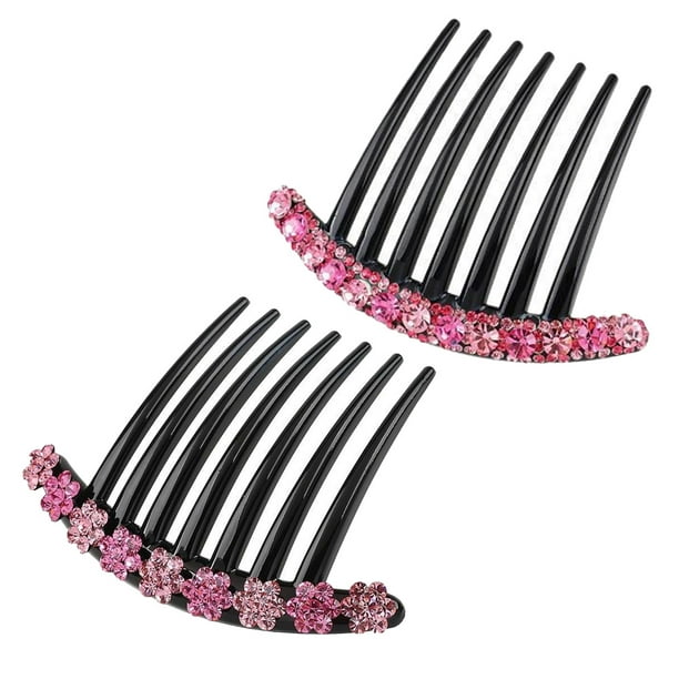 2 peinetas laterales de 7 dientes con diseño floral de diamantes de imitación, horquillas decorativas con flores de diamantes de imitación, accesorios para mujer (2 estilos)