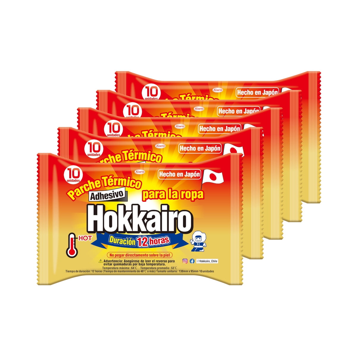 Pack X5 (50 Uni) Parche Térmico Hokkairo
