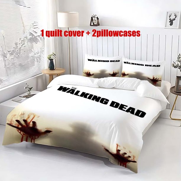 3pcs The Walking Dead Horror Themed bedding Featuring Bloodstains And Thrilling Designs Includes a Duvet Cover And Two Pillowcases