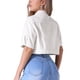 thumbnail image 3 of INSPIRE CHIC Chaqueta de Jean Recortada de Manga Corta con Botones y Desgastada para Mujer, Regreso a Clases, Blanca XL, 3 of 6