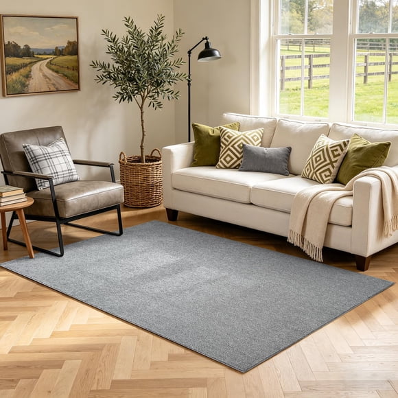 Alfombra Brontsevika 152 cm x 91 cm Gris Lavable y Antideslizante