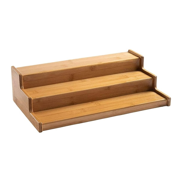 Estante de especias de bambú, organizador de 3 niveles, gabinete de maquillaje, despensa, ahorro de espacio, mostrador de bambú, especias, organizador