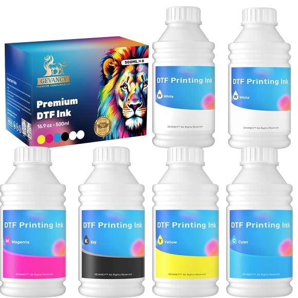 Set de tinta DTF GEVANCY de 3000 mL con fórmula mejorada para impresora DTF