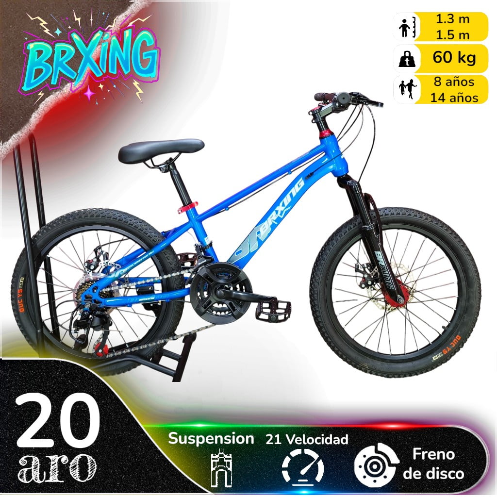 Vipnetwork - Bicicleta Aro 20 Brxing Su7 Con Freno Disco Y 21 Vel. Azul