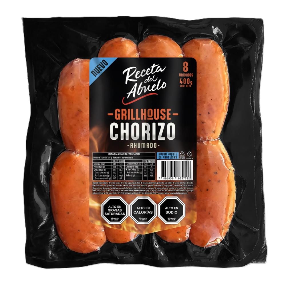 Chorizo Grillhouse Ahumado 8 Un 400 g Receta del Abuelo
