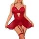 thumbnail image 1 of INSPIRE CHIC Conjunto de Lencería para Mujer Encaje con Aros Push Up Hueco Escote en V Body XL Rojo Vino, 1 of 5