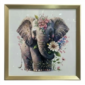 Genérico - Cuadro Decorativo Elefante Floral Fantasía Elegancia Jhn