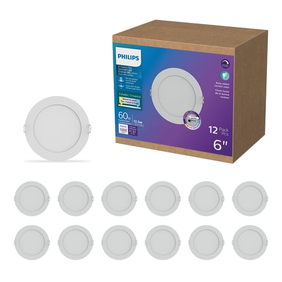 Luminaria PHILIPS LED 6" Downlight delgado sin caja empotrable, paquete de 12