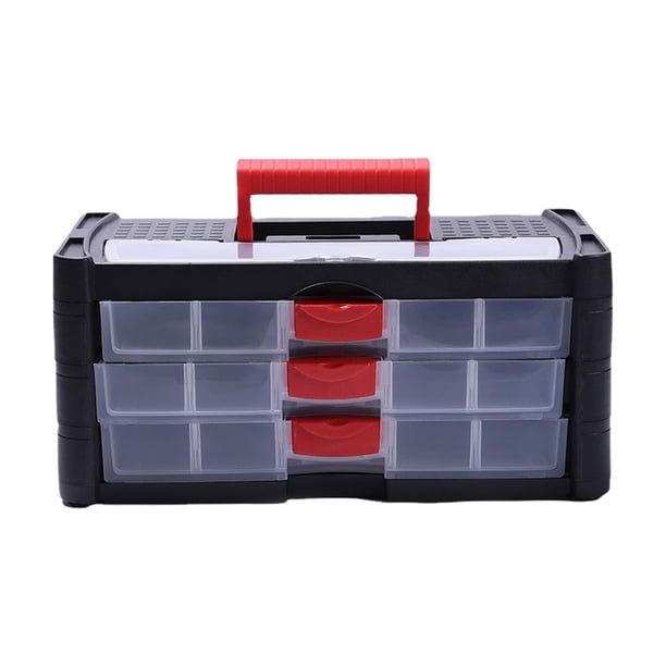 Organizador de hardware con divisores, cajones de almacenamiento, organizador portátil de piezas pequeñas, organizador de tornillos para artesanías de 3 capas