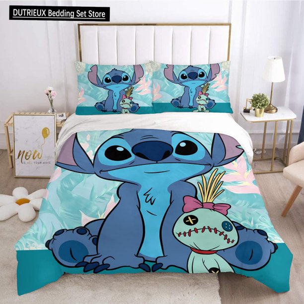 Kids Bedding Cartoon Cute Stitch Duvet Cover Anime Bedding Sets Comforter Cover Sets for Children Gifts Bedroom Decorations Bed Sheets