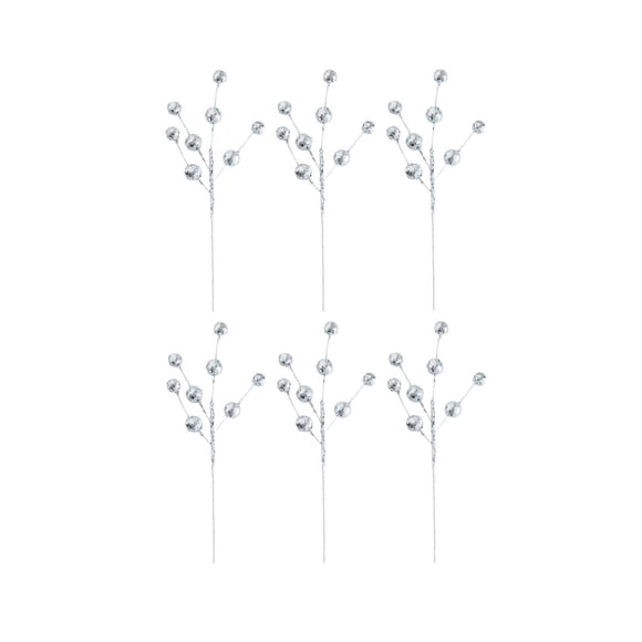 6 Piezas De Palitos De Bayas De Navidad, Tallos De Bayas, Rellenos De Jarrones, Bayas De Acebo Artificiales Plateadas