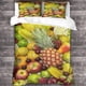 thumbnail image 3 of Juego de 3 piezas con diseño de frutas adorables, ropa de cama con estampado 3D, funda de almohada, cremallera oculta, funda nórdica de microfibra con estampado de fresas para adultos y niño, 3 of 3